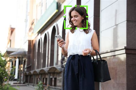 Facial Recognition System Identifying Woman Stock Photo Image Of