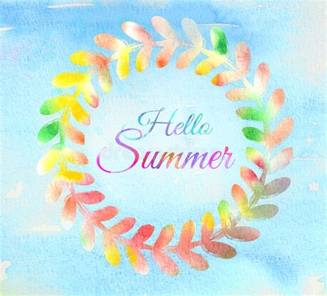 Hello Summer Watercolor Stock Illustration Image Of Hand 71478451