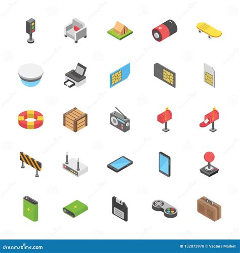 Pack Of Objects Icons Stock Illustration Illustration Of Letterbox
