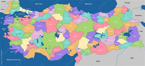 A Large Colorful And Detailed Map Of Turkey With All Regions