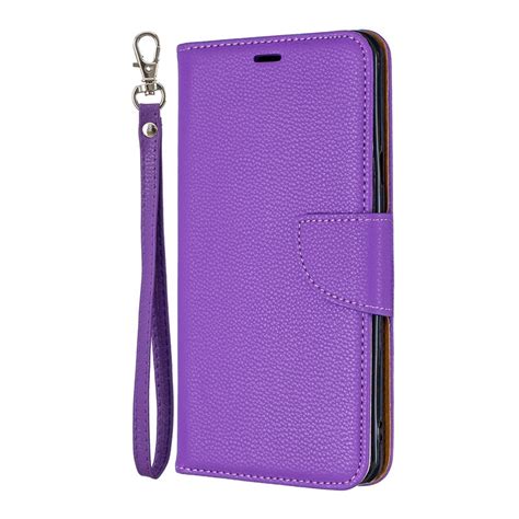 Flip Cover Stand Wallet For Lg Stylo 5 Case Pure Color Lichee Pattern