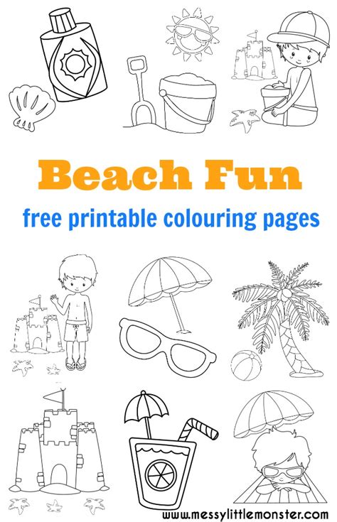 Beach Colouring Pages Free Messy Little Monster