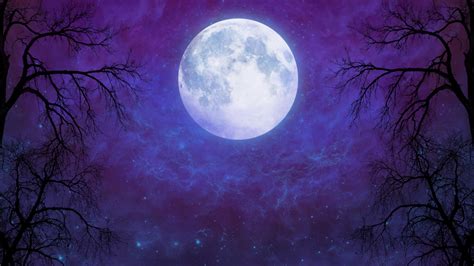 Download Starry Sky Cloud Silhouette Purple Night Artistic Moon Hd