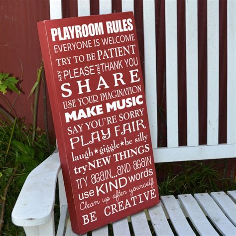 Playroom Rules Painted Wood Sign