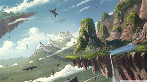 1366x768px 720p Free Download Floating Island Flying Island Hd