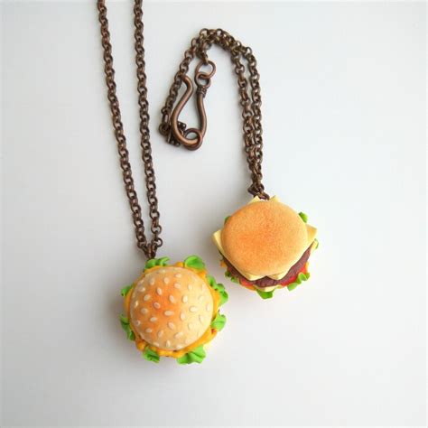 Hamburger Necklace Burger Jewelry Set Cheeseburger Fast Food Etsy
