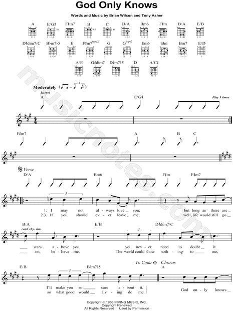 The Beach Boys God Only Knows Sheet Music In A Major Download