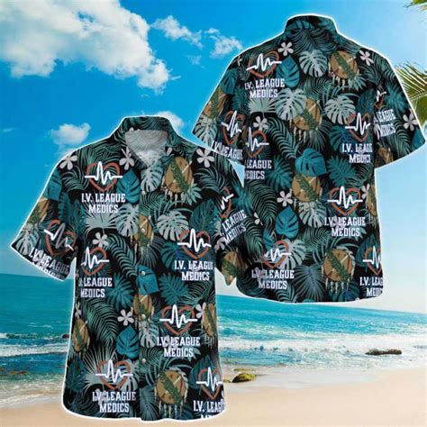 Iv League Medic Tropical Leaf Pattern Aloha Summer T Hawaiian Shirt