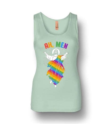 Ah Men Lgbt Gay Pride Jesus Rainbow Flag God Womens Jersey Tank DreamsTees Com Amazon Best