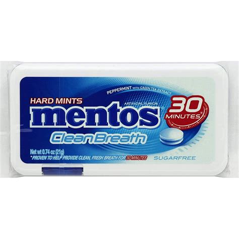 Mentos Clean Breath Hard Mints 074 Oz Peppermint