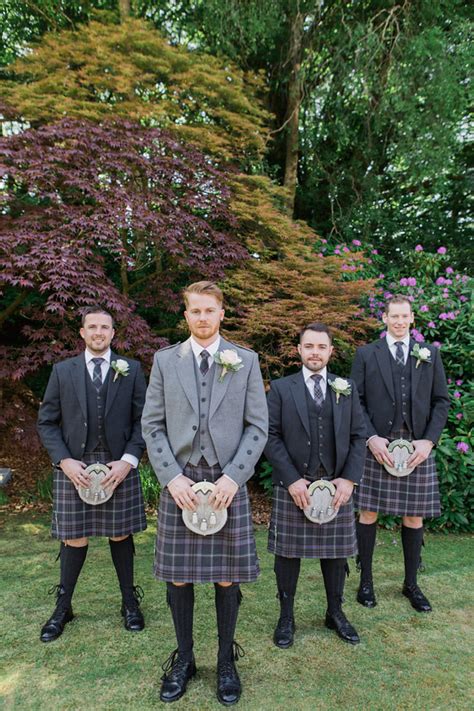 A Handsome Groom And His Party Wearing Our Exclusive Lomond Mist Tartan