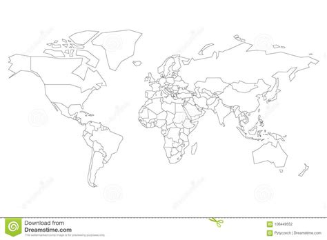 Political Map Of World Blank Map For School Quiz Simplified Black