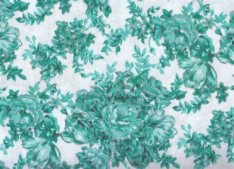 Turquoise Floral Fabric Teal Floral Fabric By Thebusybeequilting