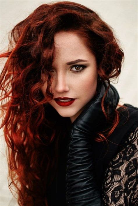 See how this duo hue can be worn in a multitude of ways. Red-haired beauty in long black leather gloves...sigh ...
