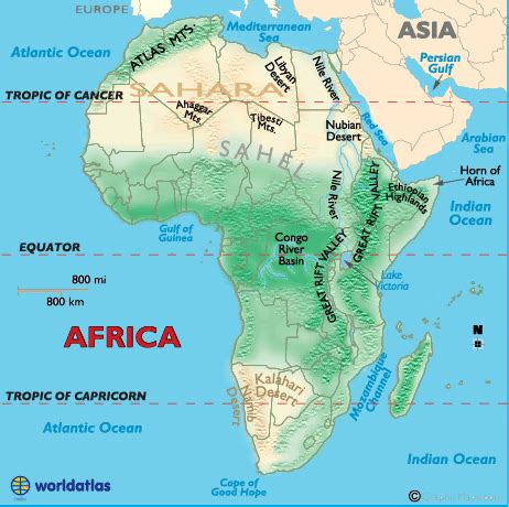 (north america, south america, africa, europe, canary islands, azores, iceland, nile river, congo river). Africa Map With Rivers And Mountains | Map Of Africa