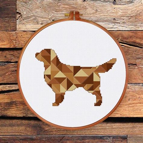 Geometric Dog Golden Retriever Cross Stitch Pattern Dog