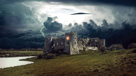Hd Wallpaper Sky Cloud Medieval Tower Castle Landscape Fantasy