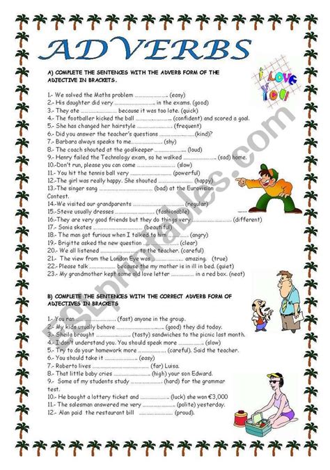 Kinds Of Adverbs Worksheet For Class 5