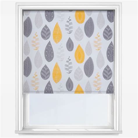 Universal Leaf Yellow Blackout Roller Blind Blinds Direct Yellow