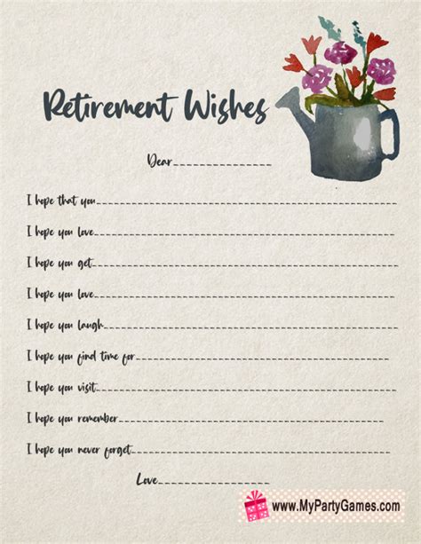 Free Printable Retirement Wishes Game Cards