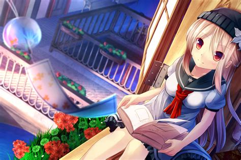 Maybe you would like to learn more about one of these? Download 2560x1700 Anime Girl, Sitting, Reading A Book ...