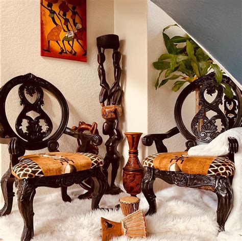 African Inspired Decor Wishbone Chair Mud Cloth Furniture Home