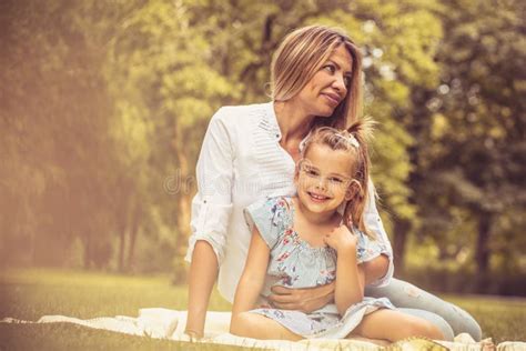 Happy Mother And Daughter In Public Park Stock Image Image Of Candid Happiness 122277235