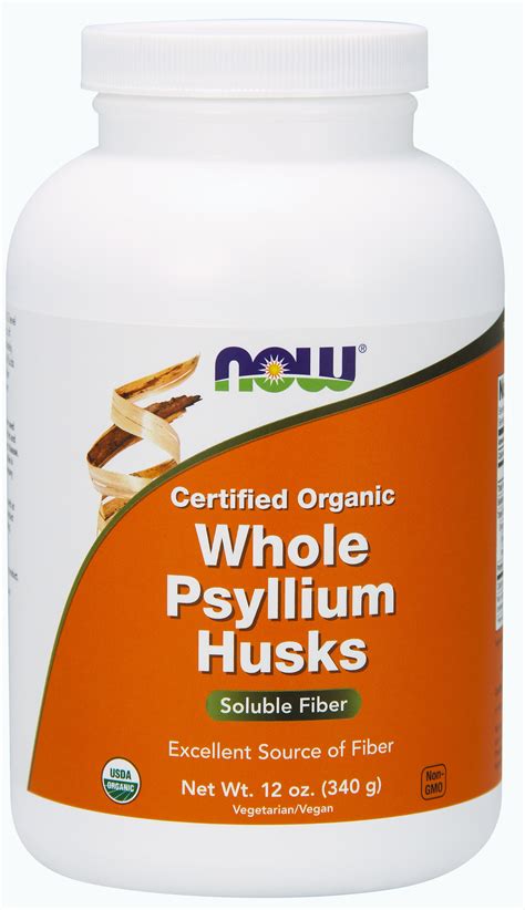 Now Supplements Whole Psyllium Husks Certified Organic Non Gmo