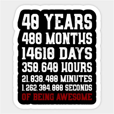 40 Years Of Being Awesome Shirt 40th Birthday Party 40 Yrs Old Sticker Teepublic