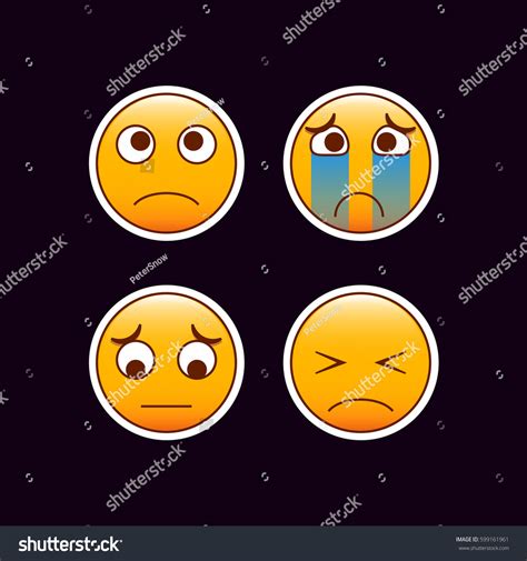 Set Emoticon Stickers Sad Mood Emojis 스톡 벡터로열티 프리 599161961