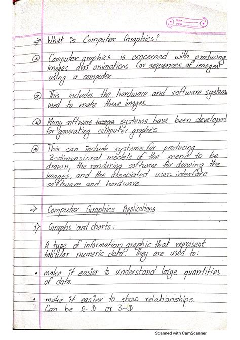 Solution Computer Graphics Notes Studypool
