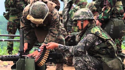 Rok Marines And Us Marines Fire Mk 19 Grenade Launcher And Practice