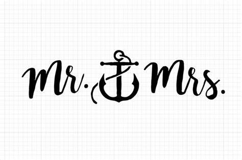 Mr And Mrs Nautical Anchor Design Cursive Mr And Mrs With Etsy