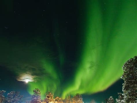 Banco De Imagens Atmosfera Verde Aurora Aurora Boreal Finlândia