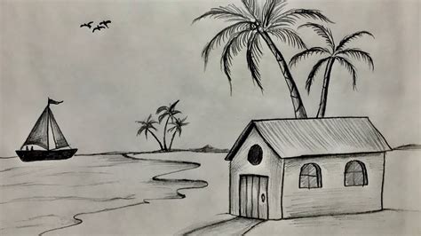 Karakalem Çalışması Kolay Manzara Resmi Çizimi Karakalem Bu Yazımda