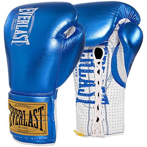 Everlast 1910 Classic Metalic Blue Laced Fight Gloves At Fighthq