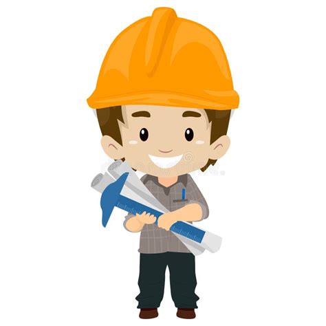 Kid Engineer Holding Tools Stock Vector Illustration Of Foreman 92115737