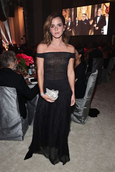 Emma Watson Wore A Sheer Black Dress For Ultra Rare Oscars Party Appearance