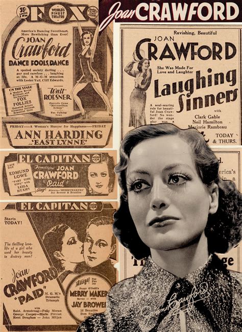 Vintage Joan Crawford Theatre Counter Standee With Original Movie Print Ads From My Own