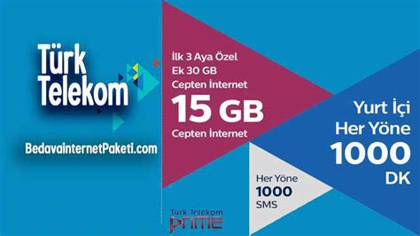 Türk Telekom 3 Ay Ek 30 GB Bedava internet Hediyesi Bedava internet