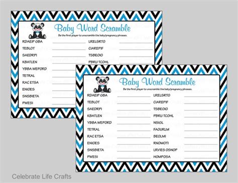 Baby Shower Word Scramble Game Printable Baby Shower Games Baby Boy