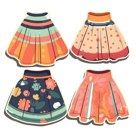 Four Different Kinds Of Skirts Vector Clipart Skirts Skirts Clipart