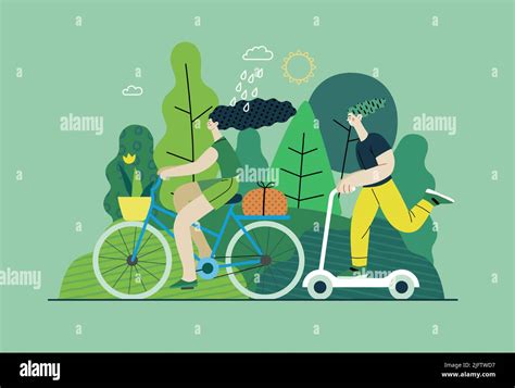 Ecology Sustainable Transport Modern Flat Vector Concept