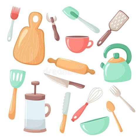 Vector Kitchen Tools Flat Style Cooking Set Stock Vector