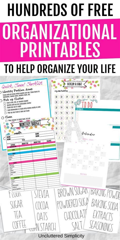 Free Printables To Help Organize Your Life With The Text Overlay Reads