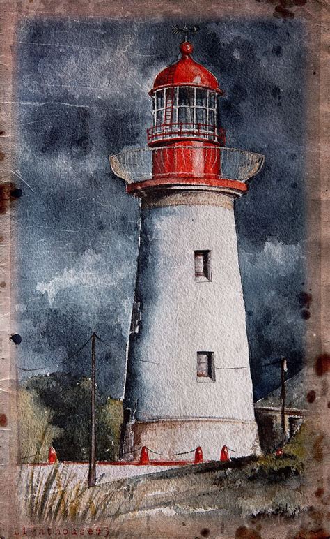 Watercolor Lighthouses For Print On Behance Watercolor Landscape