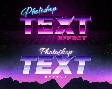 80s Retro Text Effects For Adobe Photoshop Pack Of 2 Photoshop Text