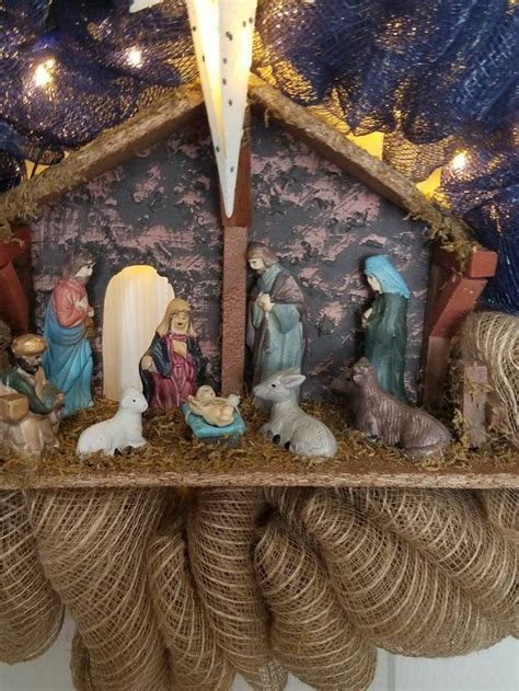 Lighted Nativity Scene With Lights Manger Scene Christmas Etsy