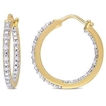 Amour 1 4 CT TW Diamond Inside Outside Hoop Earrings In 14K Yellow Gold