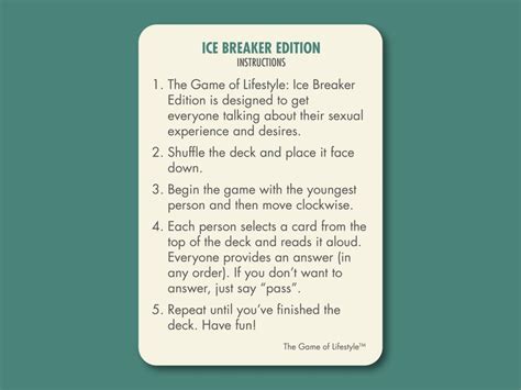 The Game Of Lifestyle Ice Breaker Edition The Original Swinger Game To Help Break The Ice And